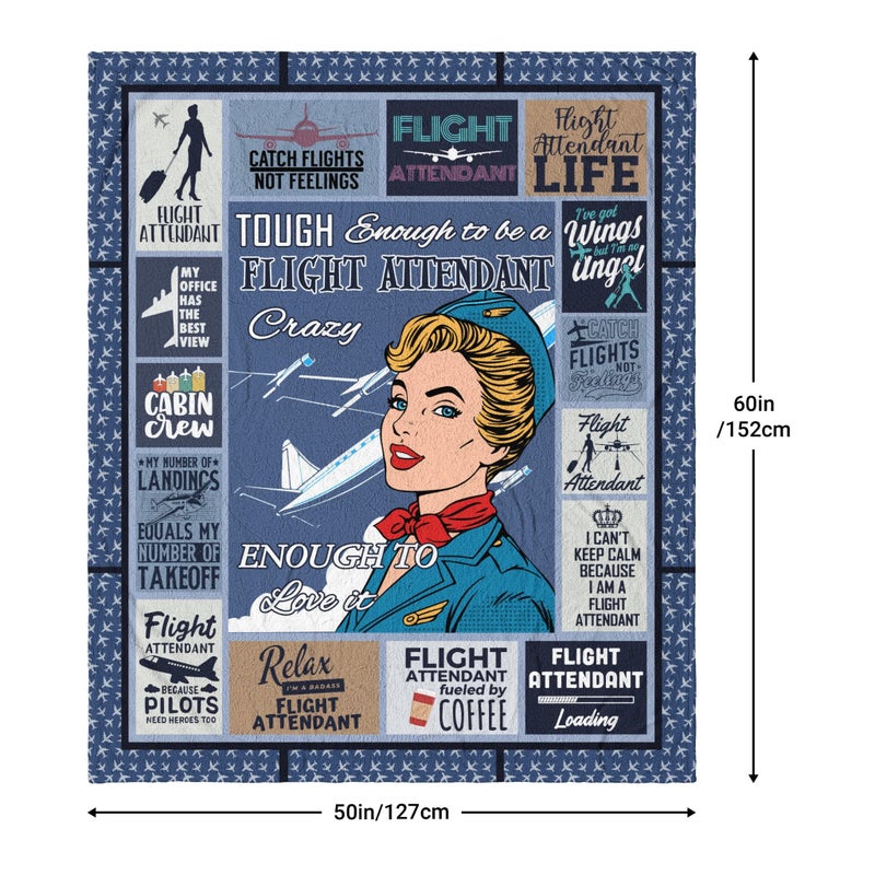 Mubpean Flight Attendant Gifts  Gifts for Flight Attendants Blanket 60""x50""  Flight Attendant Essentials Accessories  Birthday Gifts for Stewardess  Aviation Gifts for Women  Aviation School Blankets - Image 3